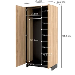 Armadio 92x196h cm 2 ante rovere nero Alabaster