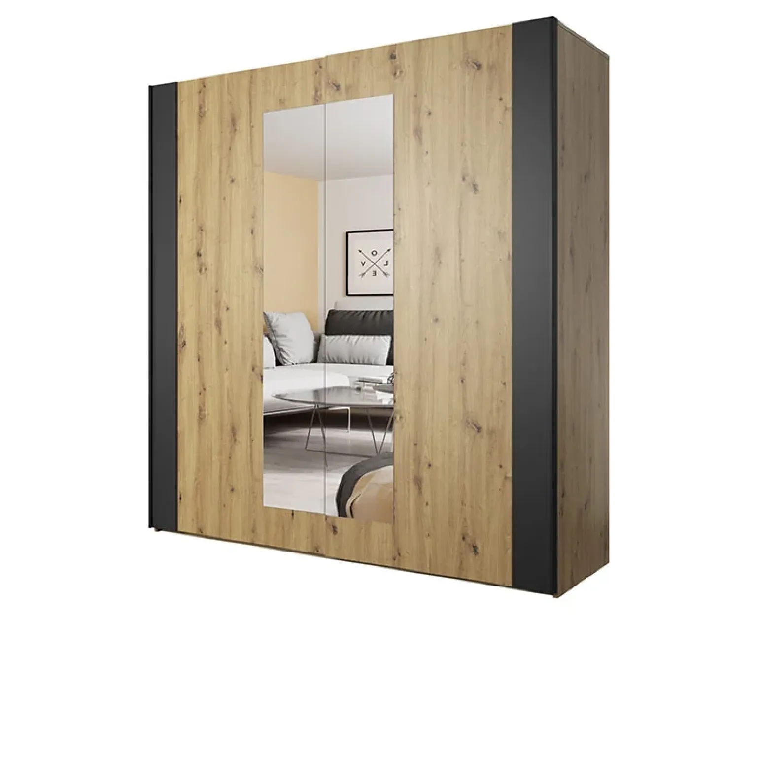 Armadio 200x213h cm 2 ante scorrevoli rovere nero Vulcano