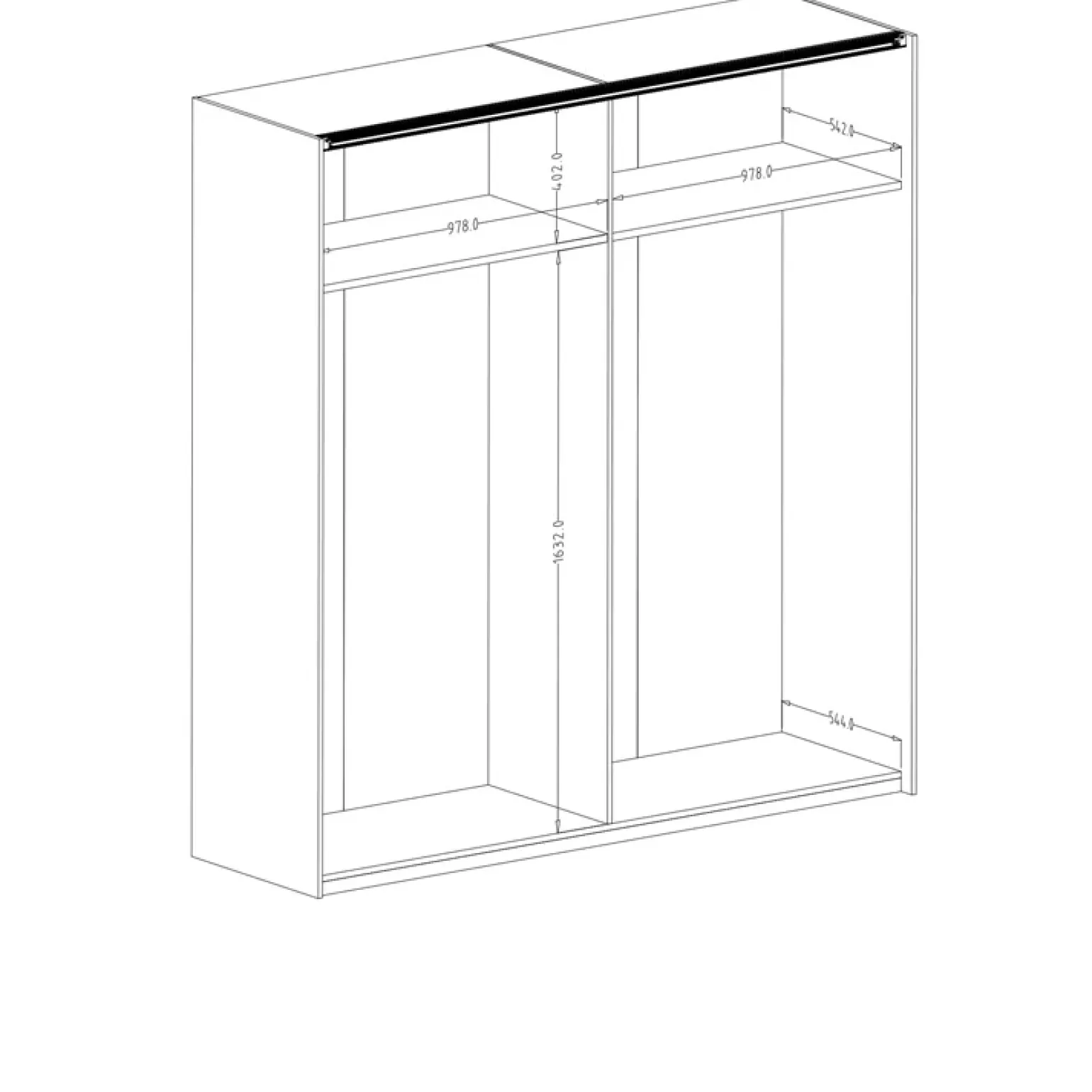 Armadio 200x213h cm 2 ante scorrevoli rovere nero Vulcano