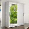 Armadio 150x200h cm 2 ante scorrevoli con specchio moderno bianco Lunysia