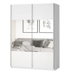 Armadio 120x210h cm 2 ante scorrevoli con specchio bianco opaco Pascal Gihome®