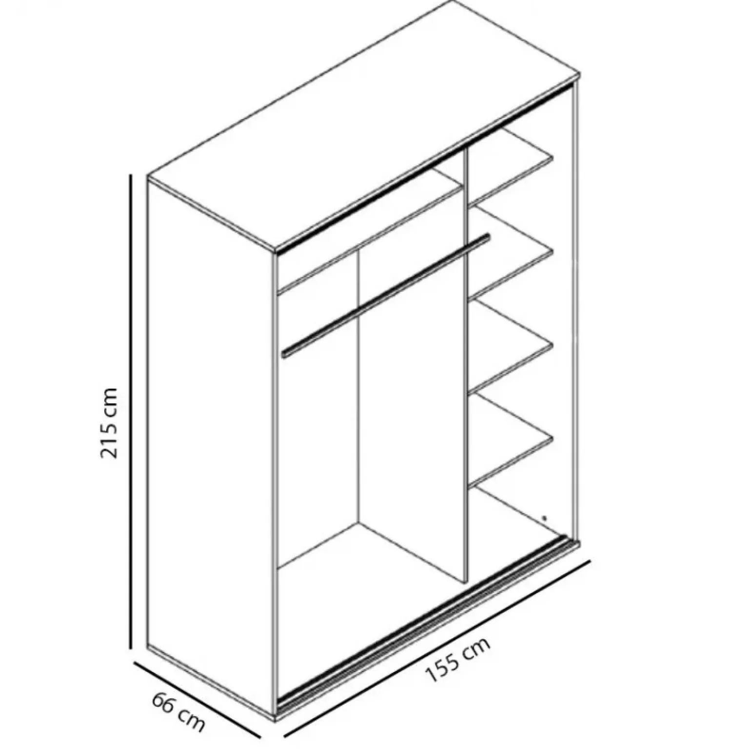 Armadio 155x215h cm 2 ante scorrevoli moderno stampa skyline Eliot