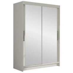 Armadio 120x200h cm 2 ante scorrevoli con specchio bianco Tancredi