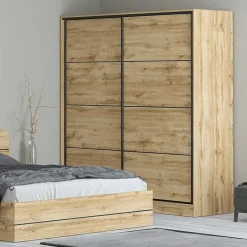 Armadio 180x200h cm 2 ante scorrevoli moderno quercia Tamika
