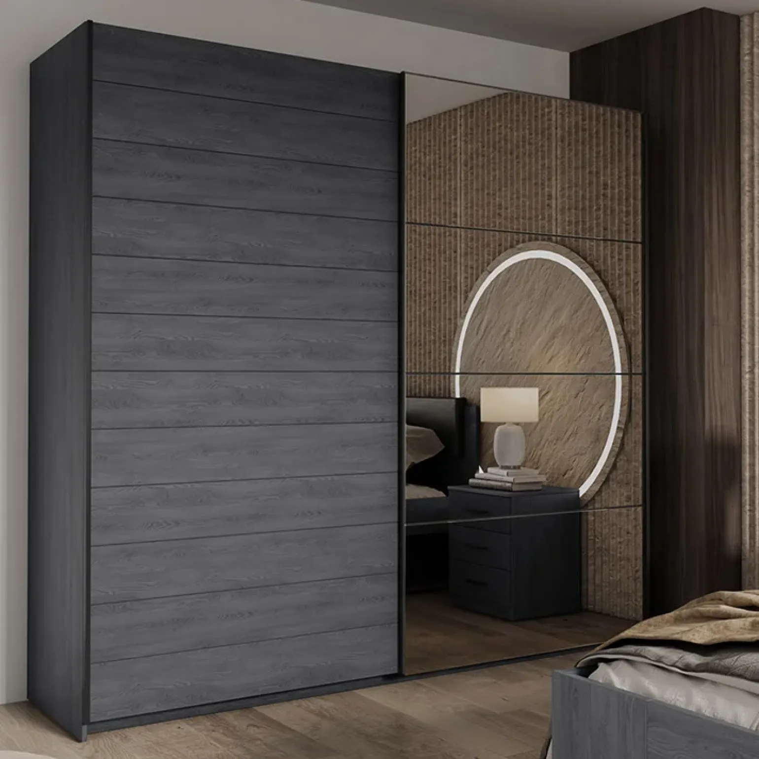 Armadio 220x210h cm 2 ante scorrevoli con specchio ossido Cortina Gihome®