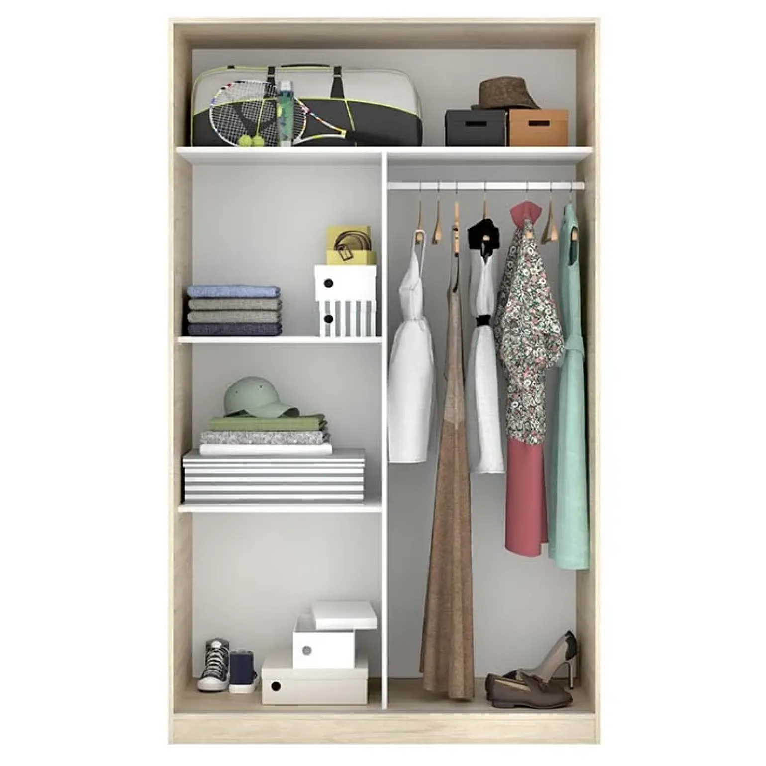 Armadio 120x204h cm 2 ante scorrevoli rovere bianco lucido Royal