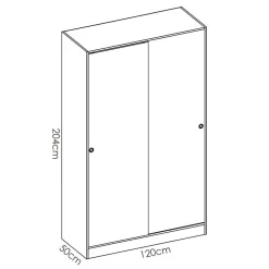 Armadio 120x204h cm 2 ante scorrevoli rovere bianco lucido Royal