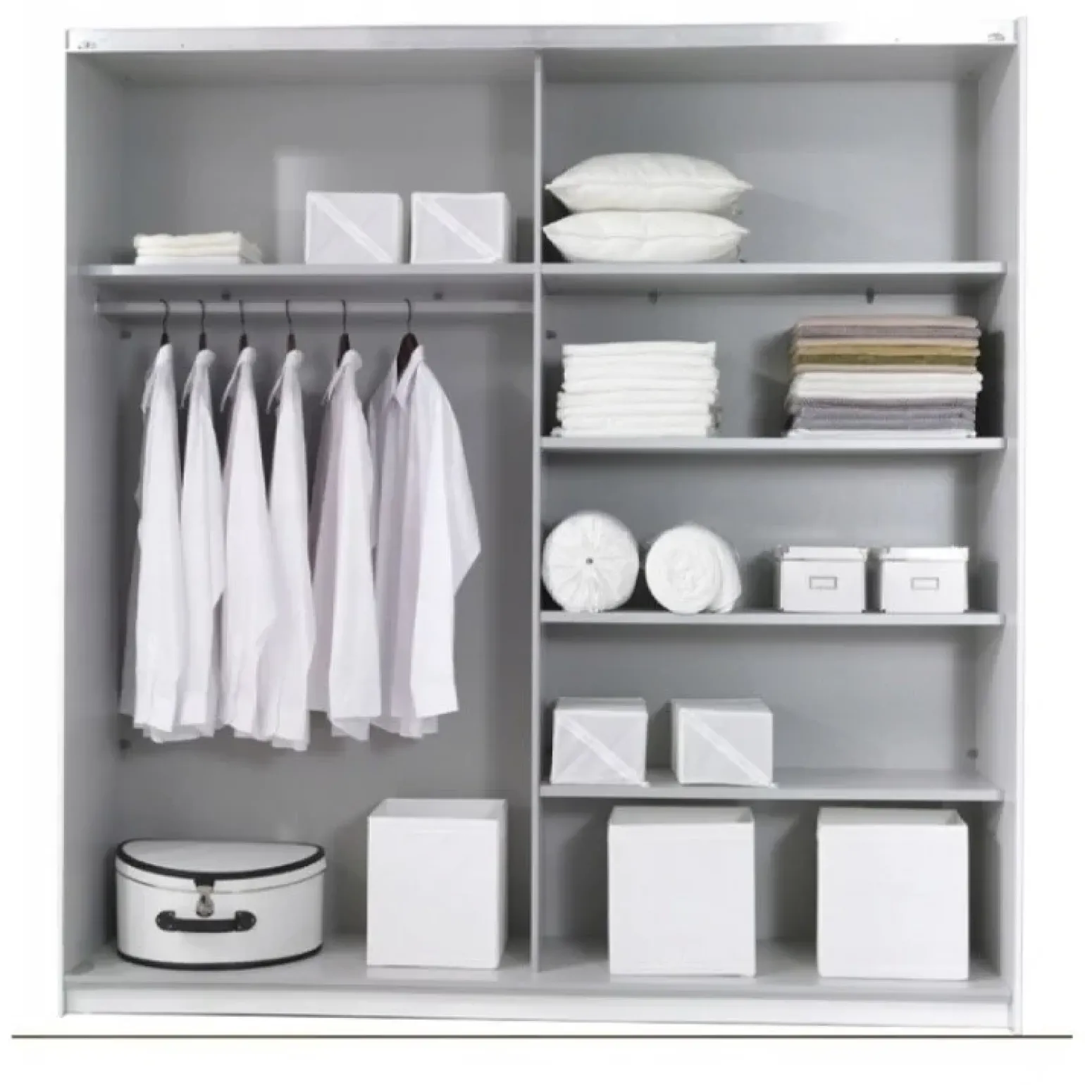 Armadio 221x210h cm 2 ante scorrevoli con specchio bianco Pascal Gihome®