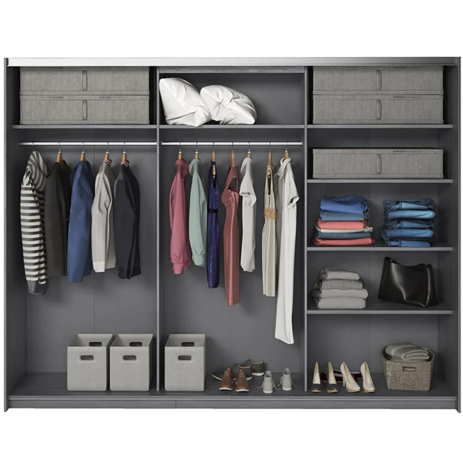 Armadio 270x210h cm 2 ante scorrevoli con specchio ossido Cortina Gihome®