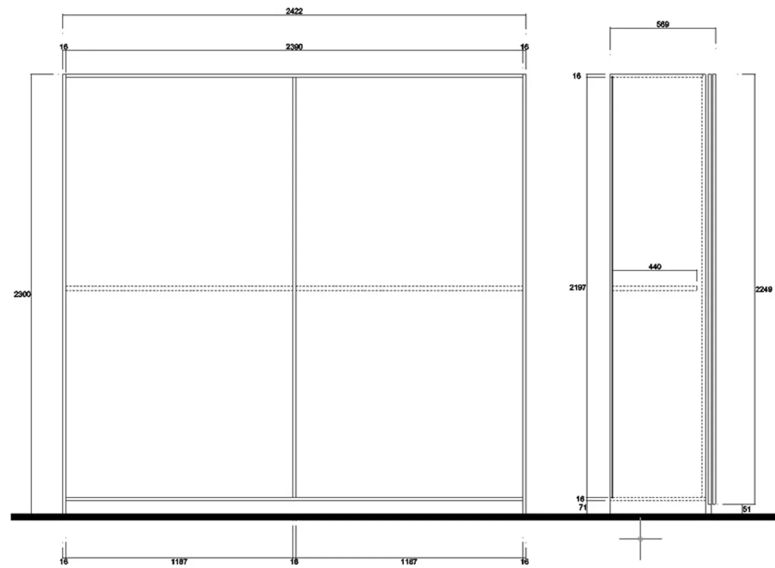 Armadio 243x230h cm 2 ante scorrevoli bianco opaco Obsession Enjoy