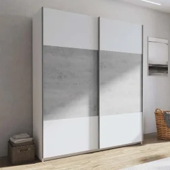 Armadio 180x219h cm 2 ante scorrevoli bianco frassinato cemento Mosca