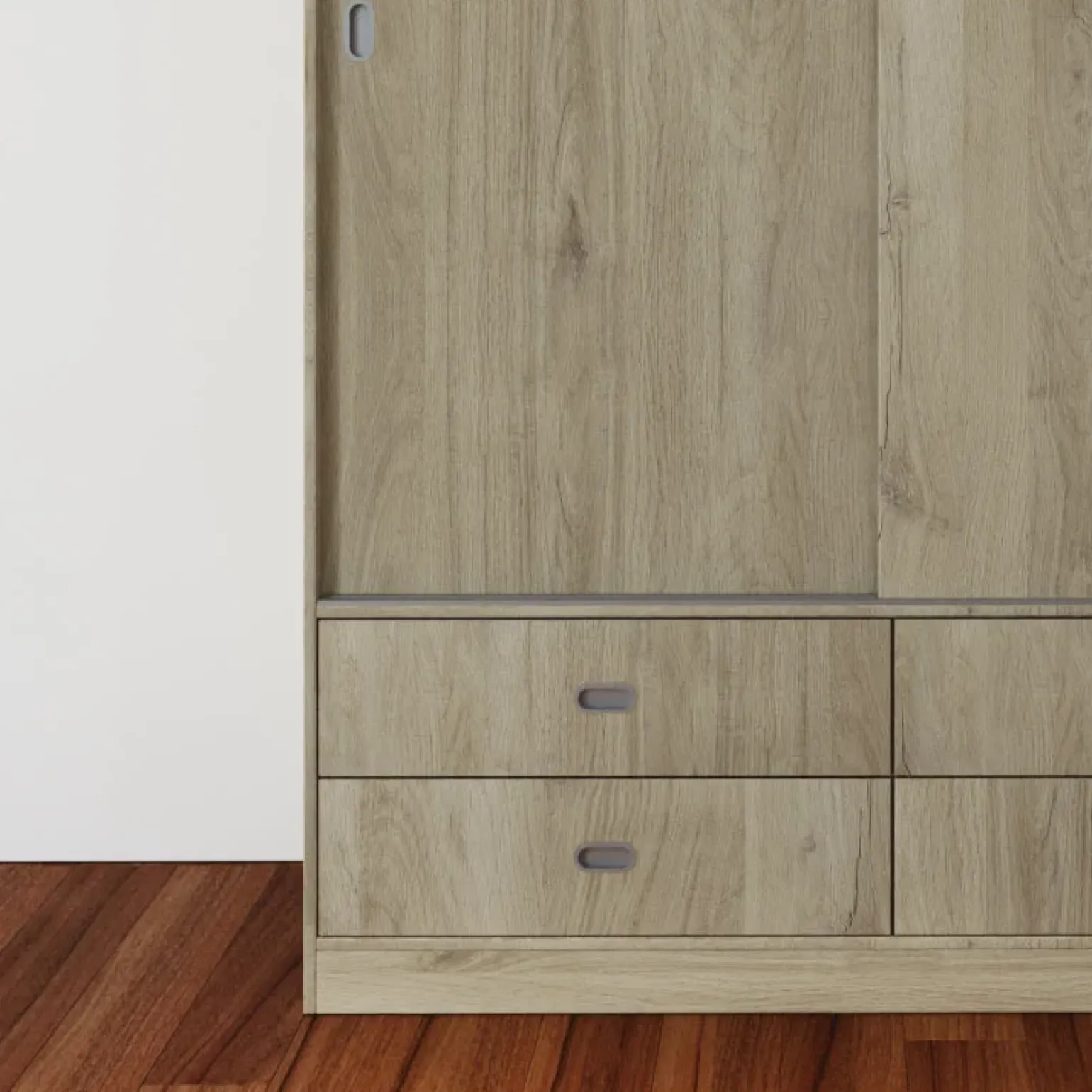 Armadio 150x201h cm 2 ante scorrevoli 4 cassetti rovere sonoma Danubio