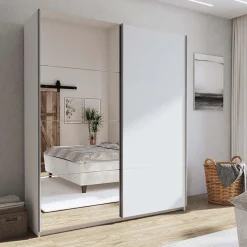 Armadio 180x219h cm 2 ante scorrevoli moderno bianco frassinato  Caracas
