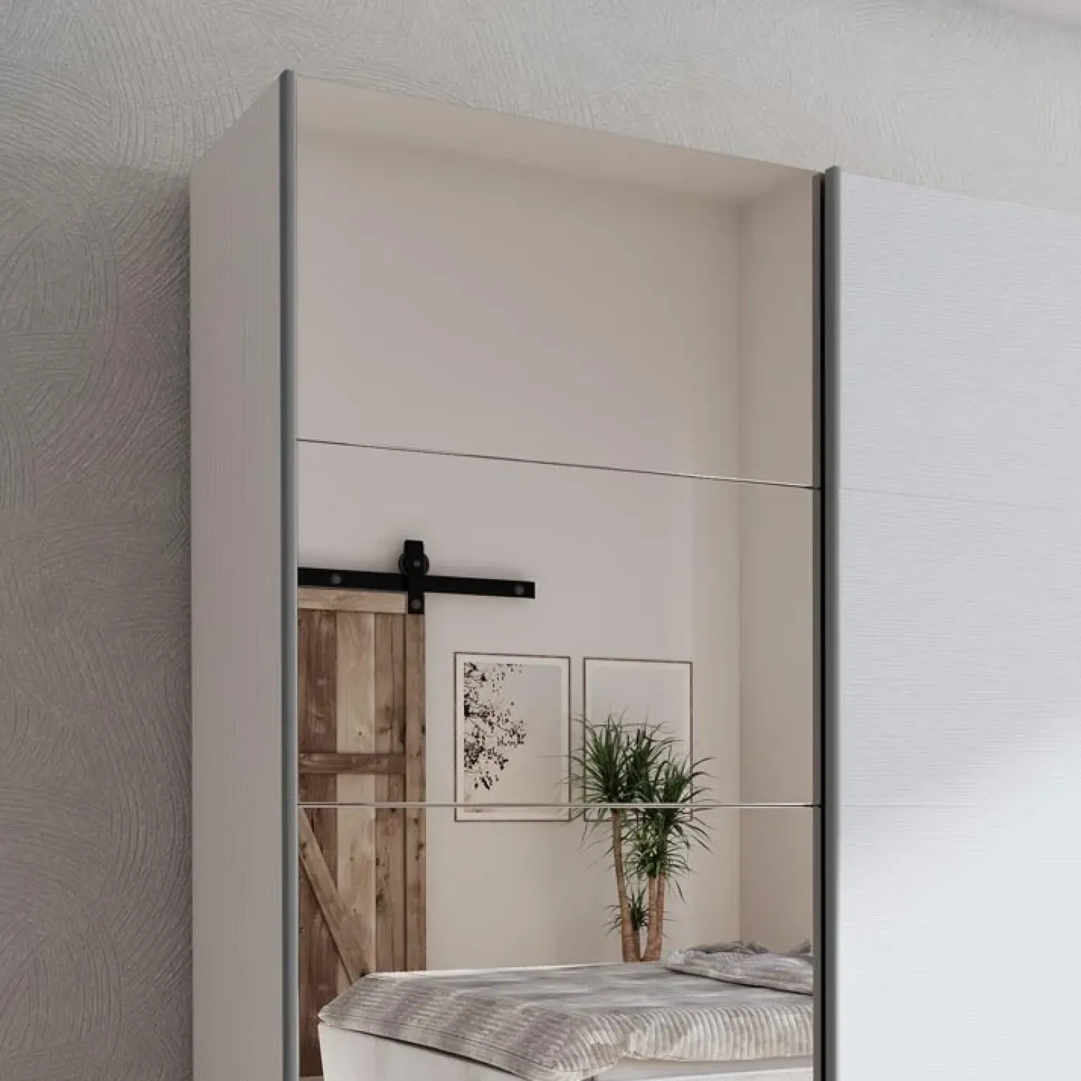 Armadio 180x219h cm 2 ante scorrevoli moderno bianco frassinato  Caracas