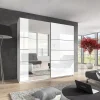 Armadio 180x210h cm 2 ante scorrevoli con specchio bianco lucido Marcus Gihome®