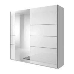 Armadio 180x210h cm 2 ante scorrevoli con specchio bianco lucido Marcus Gihome®
