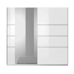 Armadio 180x210h cm 2 ante scorrevoli con specchio bianco lucido Marcus Gihome®