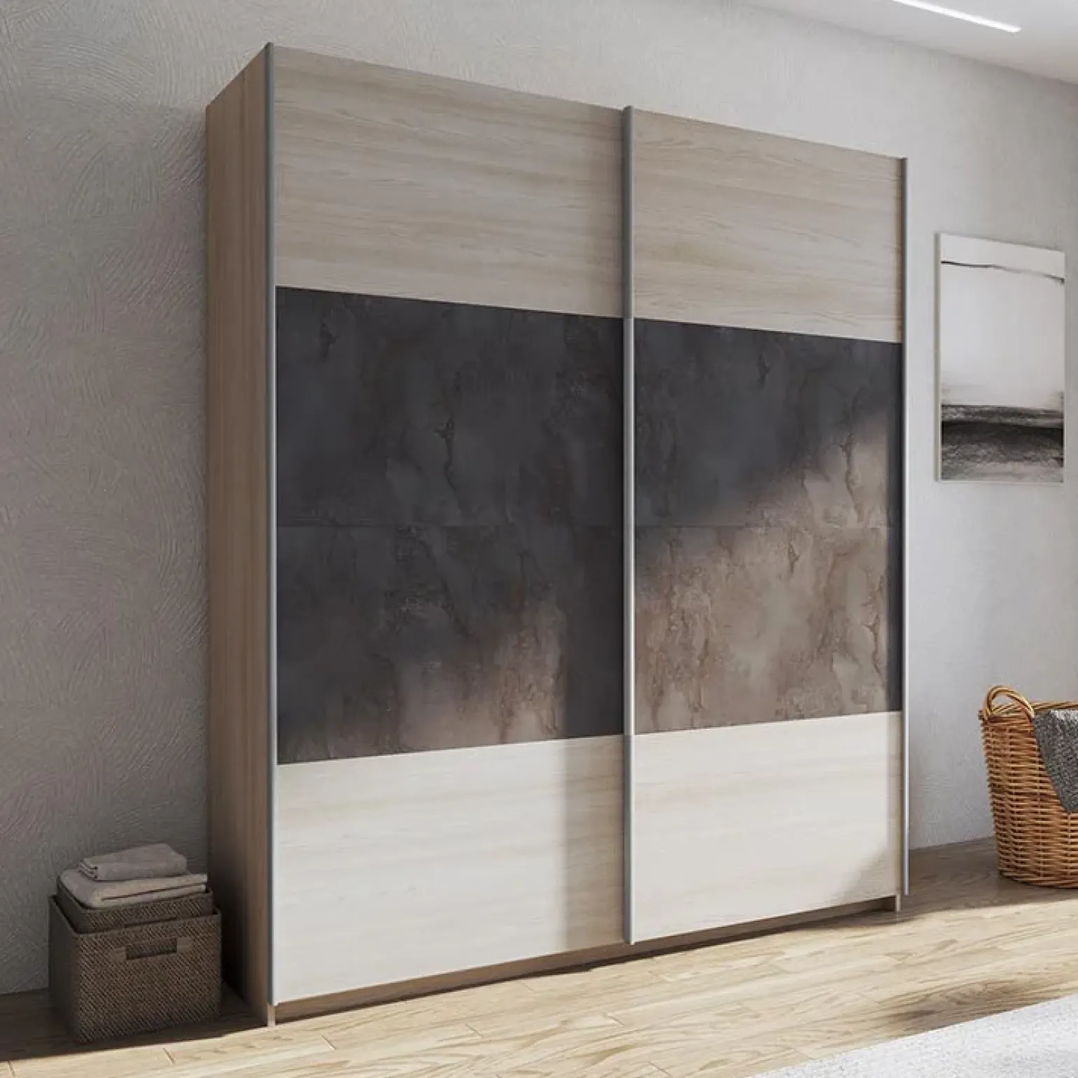 Armadio 180x219h cm 2 ante scorrevoli rovere chiaro ossido Mosca