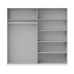 Armadio 221x210h cm 2 ante scorrevoli con specchio bianco lucido Marcus Gihome®