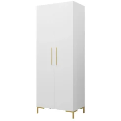 Armadio 74x196h cm 2 ante soggiorno moderno bianco oro Nuvia