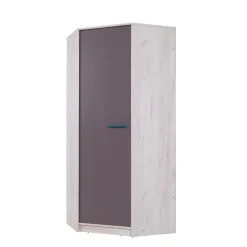 Armadio 85x195h cm ad angolo cameretta pino bianco grigio blu Maya Gihome®