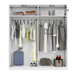 Armadio 180x200h cm moderno 4 ante bianco lucido Mike Gihome®