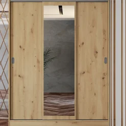 Armadio 150x191h cm scorrevole con specchio rovere rustico Collodi