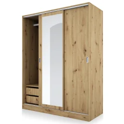 Armadio 150x191h cm scorrevole con specchio rovere rustico Collodi