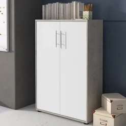 Arredo ufficio completo bianco frassinato cemento Woody