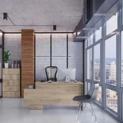 Arredo ufficio completo moderno rovere antracite lucido Time 9