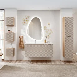 Base bagno sospesa 30x60h cm 1 anta beige rovere Swim