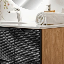 Base bagno sospesa 30x60h cm 1 anta nero rovere Swim