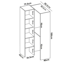Cabina armadio angolare 226x186h cm 3 scomparti con appendiabiti bianco Soler