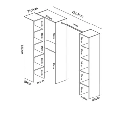 Cabina armadio angolare 226x186h cm 3 scomparti con appendiabiti bianco Soler