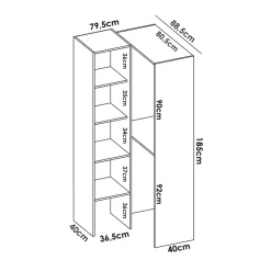 Cabina armadio angolare 248x187h cm 4 scomparti rovere noce Rincon