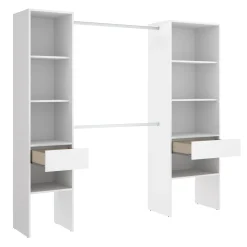 Cabina armadio 200x185h cm 10 ripiani 2 cassetti allungabile bianco Martin