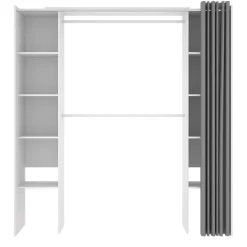 Cabina armadio 180x205h cm allungabile moderno aperto con tenda bianco Simpli