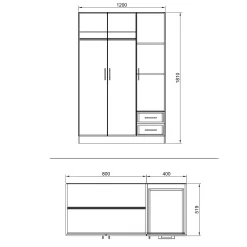 Camera completa con letto contenitore alla francese rovere Tropea