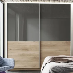 Camera da letto completa matrimoniale rovere antracite lucido Senna