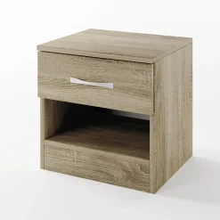 Camera da letto completa alla francese con armadio e comodini rovere sonoma Carrisi