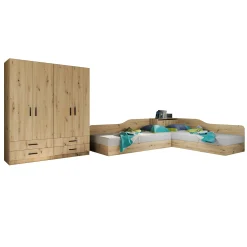 Camera doppio letto completa design rovere rustico Caronte