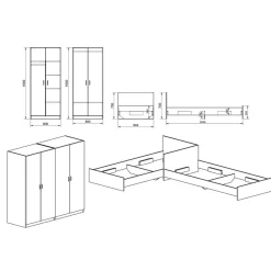 Camera doppio letto completa moderna rovere rustico Malcom