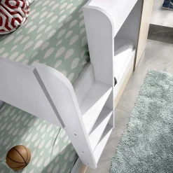 Cameretta bambini 244x150cm 3 letti soppalco reversibile rovere bianco Damian
