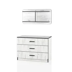 Cameretta per bambini 1 letto singolo contenitore bianco rustico grigio Zadar