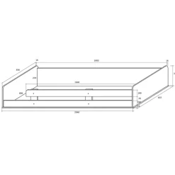 Cameretta 204x120cm 1 letto singolo completa destra bambini bianco pino grafite Dollie Gihome®