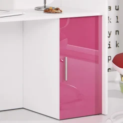 Cameretta 254x120cm 1 letto soppalco bambini bianco rosa lucido Simone Gihome®