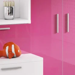 Cameretta 254x120cm 1 letto soppalco bambini bianco rosa lucido Simone Gihome®