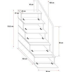 Cameretta 254x120cm 1 letto soppalco bambini bianco rosa lucido Simone Gihome®