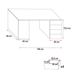 Cameretta 254x120cm 1 letto soppalco bambini bianco rosa lucido Simone Gihome®