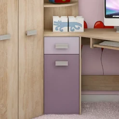 Cameretta 204x120cm completa sinistra 1 letto singolo rovere viola Dollie Gihome®